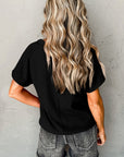 Emerson Crinkled V Neck Wide Sleeve Top