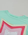 Halle Star Patched Half Sleeve Oversized Tee
