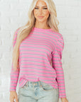 Giana Stripe Textured Knit Long Sleeve Top