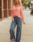 Rachel Floral Patchwork V Neck Long Sleeve Top