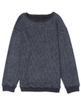 Faith Solid Ribbed Knit Round Neck Pullover Sweatshirt