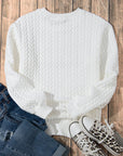 Logan XOXO Glitter Chenille Cable Knit Pullover Sweatshirt