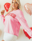 Raya LOVER Puff Print Drop Shoulder Pullover Sweatshirt