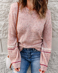 Noelle Detail Patterned Sleeve Sweater