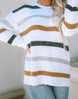 Cora Striped Popcorn Knit Sweater