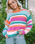 Ivy Knit Drop Shoulder Puff Sleeve Sweater