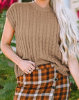Laura Crew Neck Cable Knit Short Sleeve Sweater