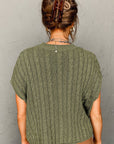 Laura Crew Neck Cable Knit Short Sleeve Sweater