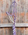 Purple and White Mule Tape Halter with Lariat Noseband