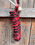 Red and Black Mule Tape Halter with Lariat Noseband