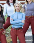 Heidi - Long Sleeve Riding Top with Crystal Fabric Trim