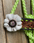 Lime Mule Tape Halter - White Flower