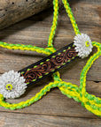 Yellow and Lime Mule Tape Halter - White Daisy