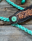 Seafoam Mule Tape Halter - Floral and Western