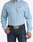Mens Cinch LS Button- Light Blue/Navy Circle