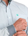 Mens Cinch LS Button Up-White Plaid