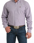 Mens Cinch LS Button Up- Lilac PLaid
