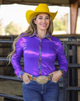 NEON LIGHTS & PURPLE SPARKLE PERFORMANCE RODEO SHIRT
