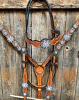 Light Oil and Antique Silver Browband & Breastcollar Tack Set