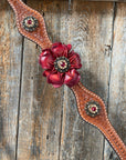 Light Oil Basketweave Champagne and Red One Ear & Breastcollar Tack Set