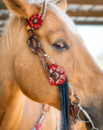 Light Oil Whipstitch Black and Red One Ear & Breastcollar Tack Set