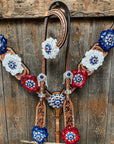 Silver Buckstitch Patriotic One Ear Tack Set
