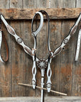 White Leather Copper Clear and Feather Browband/One Ear Tack Set