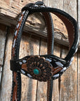 Classic Copper and Turquoise One Ear / Breastcollar Tack Set