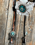 Classic Teal & White One Ear / Breastcollar Tack Set