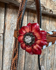 Light Oil Whipstitch Red and Turquoise One Ear/ Breastcollar Tack Set