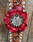 Light Oil Whipstitch Red and Turquoise One Ear/ Breastcollar Tack Set
