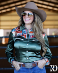 OLIVE SIERRA SATIN PERFORMANCE RODEO SHIRT