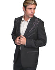 Floral Tonal Emb. Blazer - P-733LX