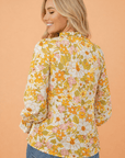 Boho Floral Smocked Puff Sleeve Blouse