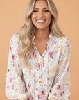 Boho Floral Smocked Puff Sleeve Blouse