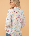 Boho Floral Smocked Puff Sleeve Blouse