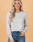 Solid Shirred Peasant Long Puff Sleeve Top
