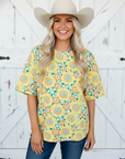 Flower Drop Shoulder Loose Summer T-Shirt