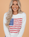 USA Flag Drop Shoulder Graphic Sweatshirt