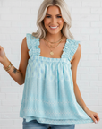 Boho Ruffle Wide Strap Loose Tank Top