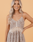 Floral Lace Crochet Spaghetti Strap Tank Top