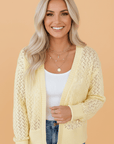 Solid Pointelle Knit Open Front Cardigan