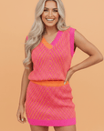 Chevron Stripe Sweater Knit Tank & Mini Skirt Set