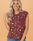 Leopard Cap Sleeve Textured Knit Top