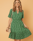 Floral Wrap V-Neck Short Sleeve Mini Dress