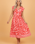 Floral Boho Short Sleeve V-Neck Buttoned Maxi Dress