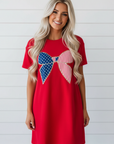 Stars & Stripes Bow Sequin Trim Mini Dress