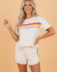Stripe Short Sleeve Top & Shorts Athleisure Set