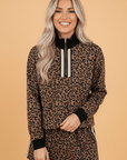 Leopard Quarter Zip Top & Mini Skirt Set