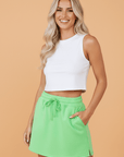 Solid French Terry Drawstring Waist Mini Skort